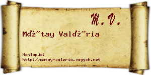 Mátay Valéria névjegykártya