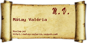 Mátay Valéria névjegykártya